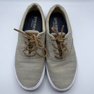 Sperry Top-Sider Tan Woven Canvas Sneakers Mens Size 9 Casual Boat Shoes